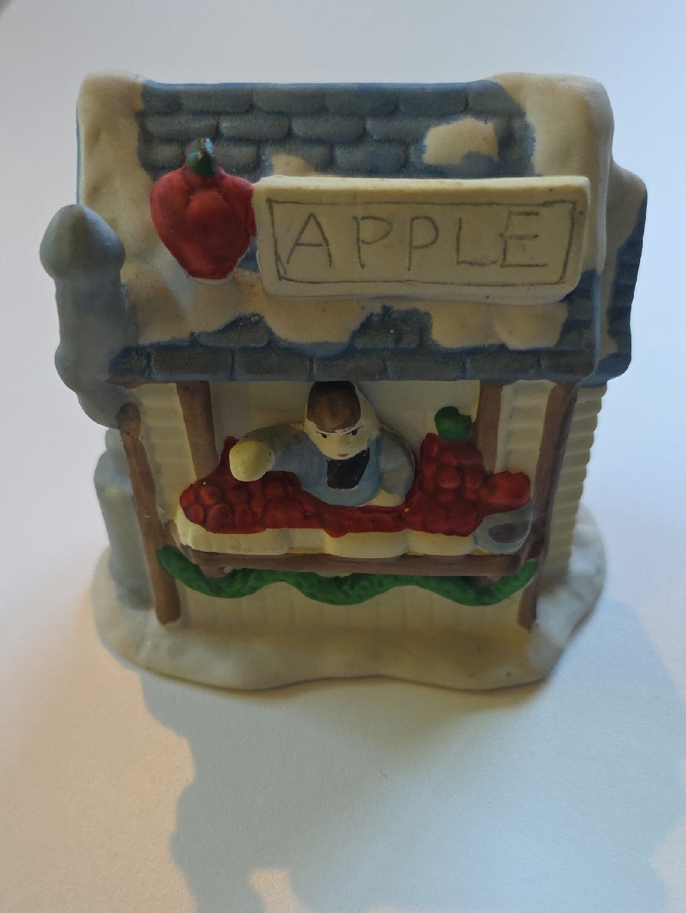 Vintage 1990 Rex & Lee Ceramic Christmas Village Apple Stand